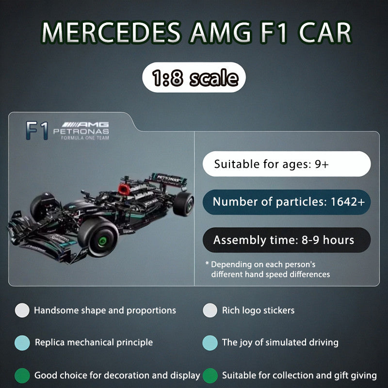 Mercedes-AMG F1 W14 E Performance Race Car Building Set Scale Model Figure Collection Detail Build Display Lego